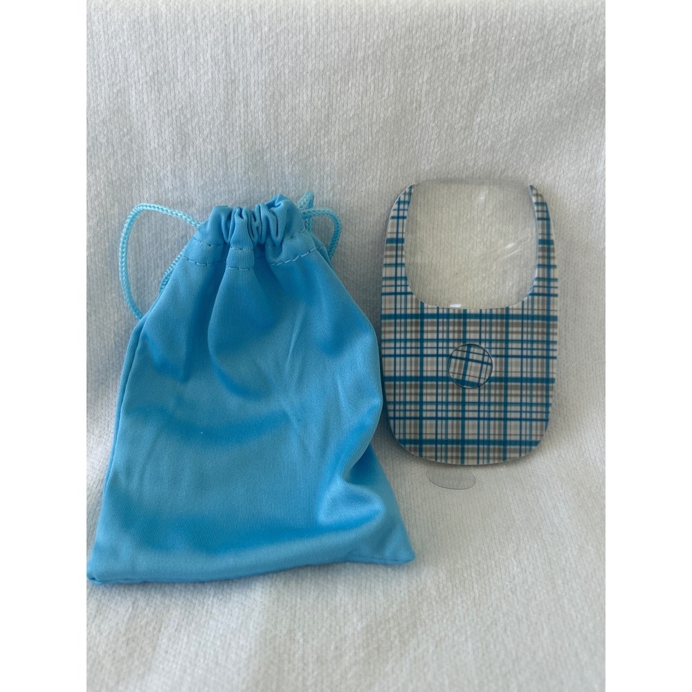 Lighted Magnifying Glass Blue Plaid W/ Pouch Travel Size Hand Held